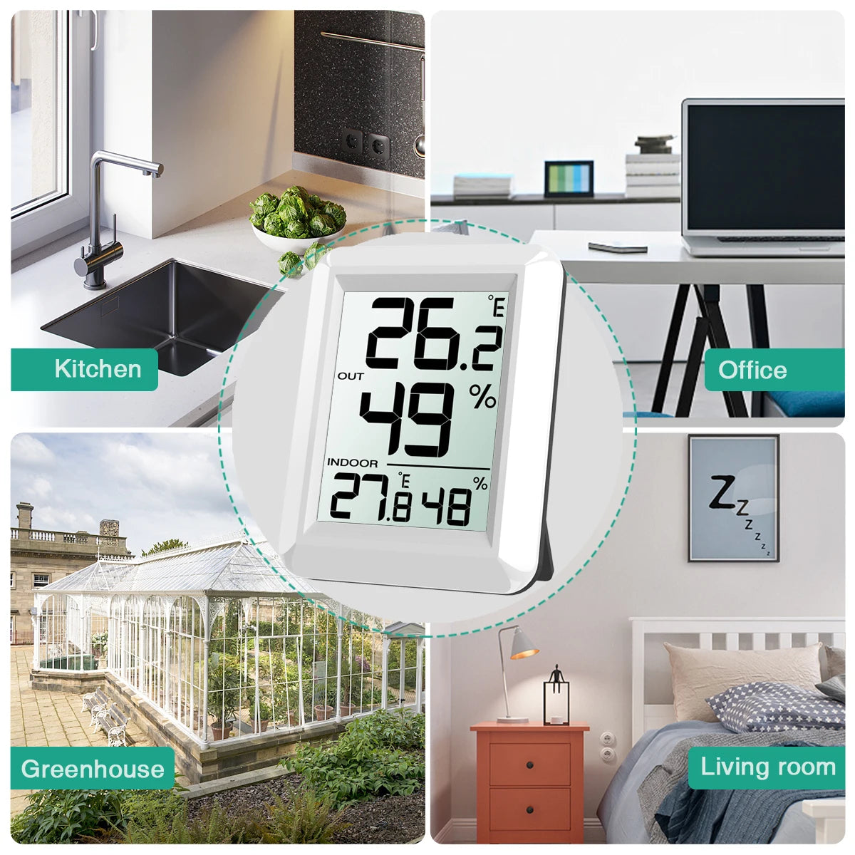 ORIA Digital Thermometer LCD Indoor Outdoor Thermometer Temperature Wireless Temperature Sensor Thermometer for Home Office Room